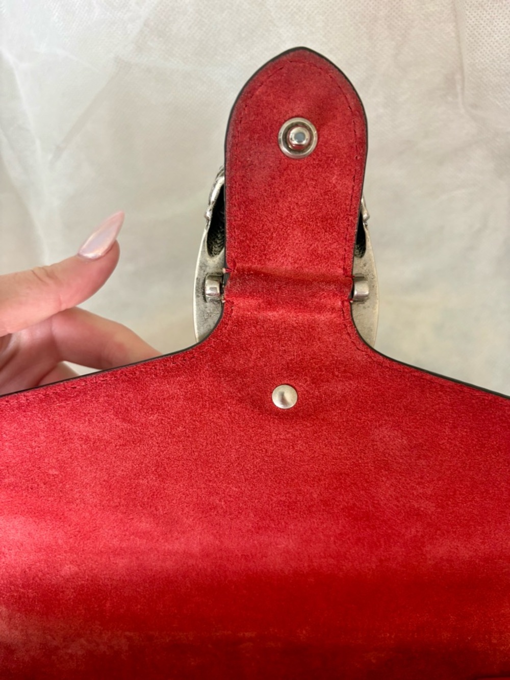 CERTIFIED GUCCI Dionysus Beige GG Supreme Canvas Shoulder Bag Red Suede Stripe ! - Picture 11 of 15